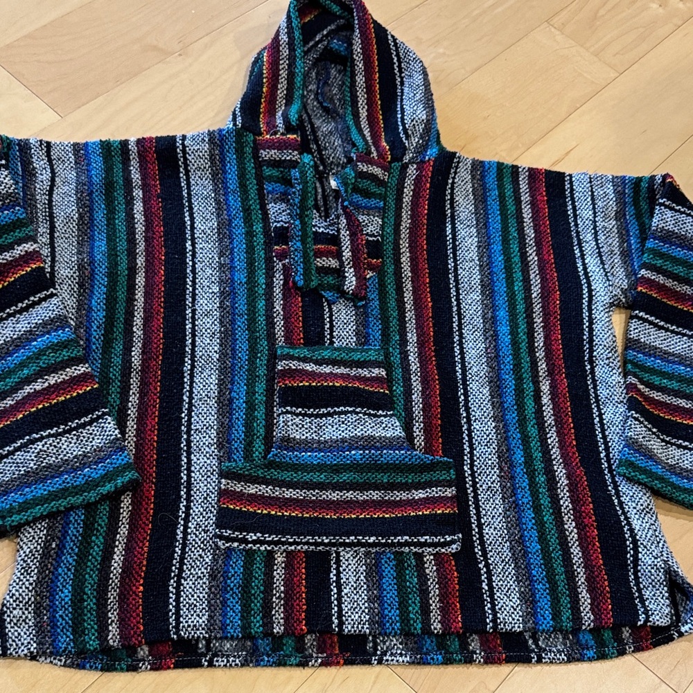 Vel-Mex striped Mexican Baja  hoodie - size L